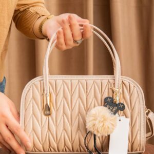 Beige Chevron Satchel